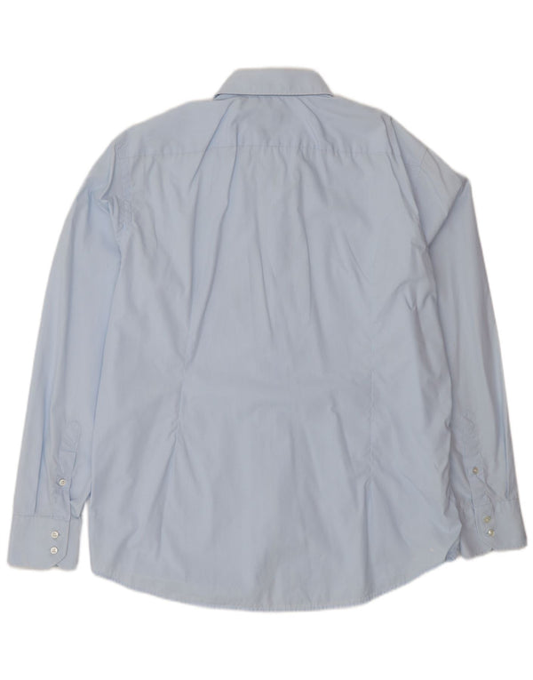 Camicia da uomo vestibilità regolare Hugo Boss taglia 44 17 1/2 XL cotone blu