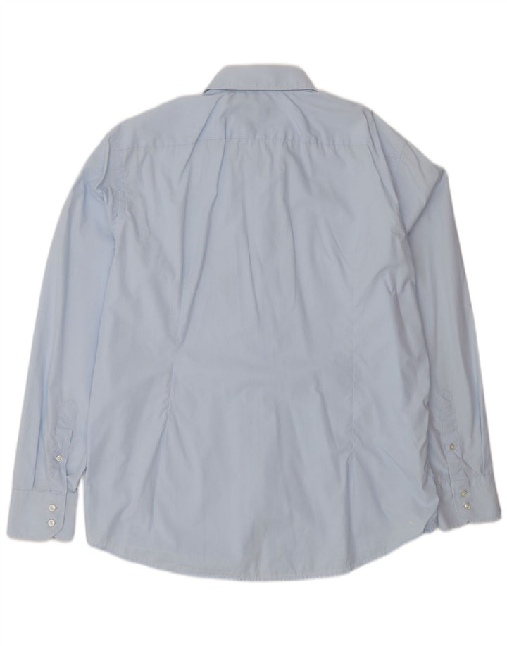 Camicia da uomo vestibilità regolare Hugo Boss taglia 44 17 1/2 XL cotone blu