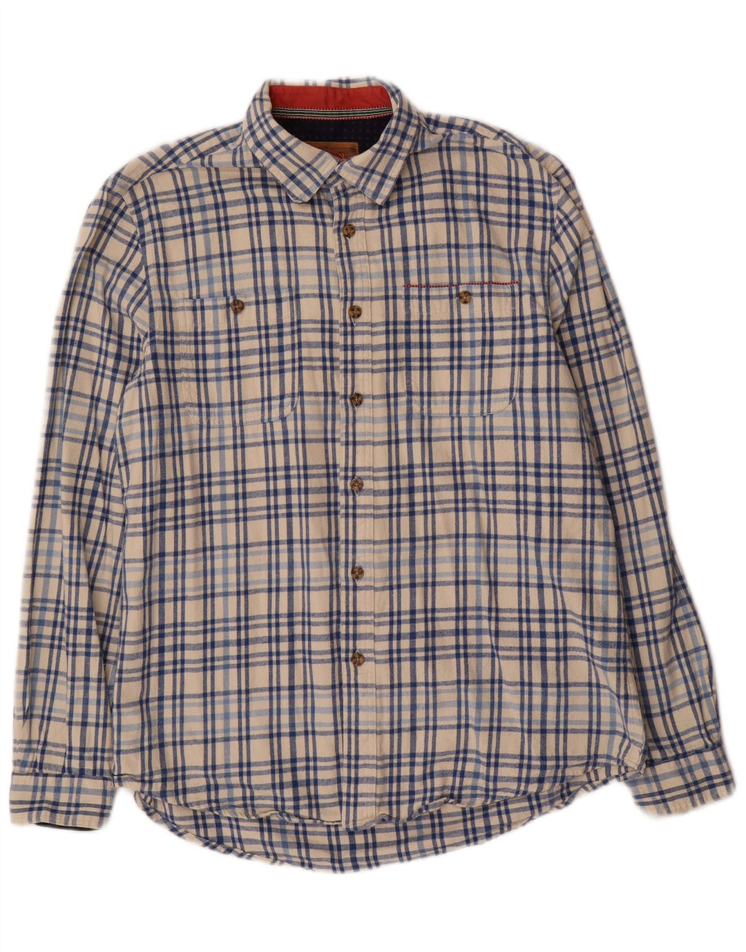 Camicia in flanella da uomo Boston, cotone a quadri bianco sporco