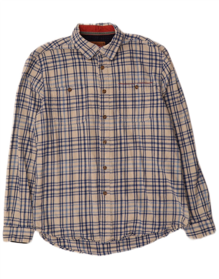 Camicia in flanella da uomo Boston, cotone a quadri bianco sporco