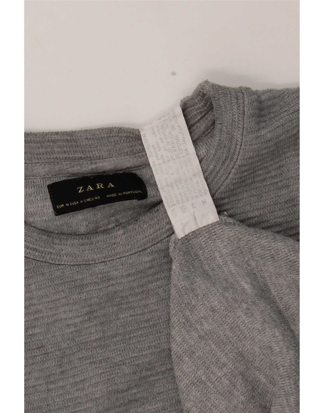 Top Zara da uomo a maniche lunghe in poliestere grigio medio