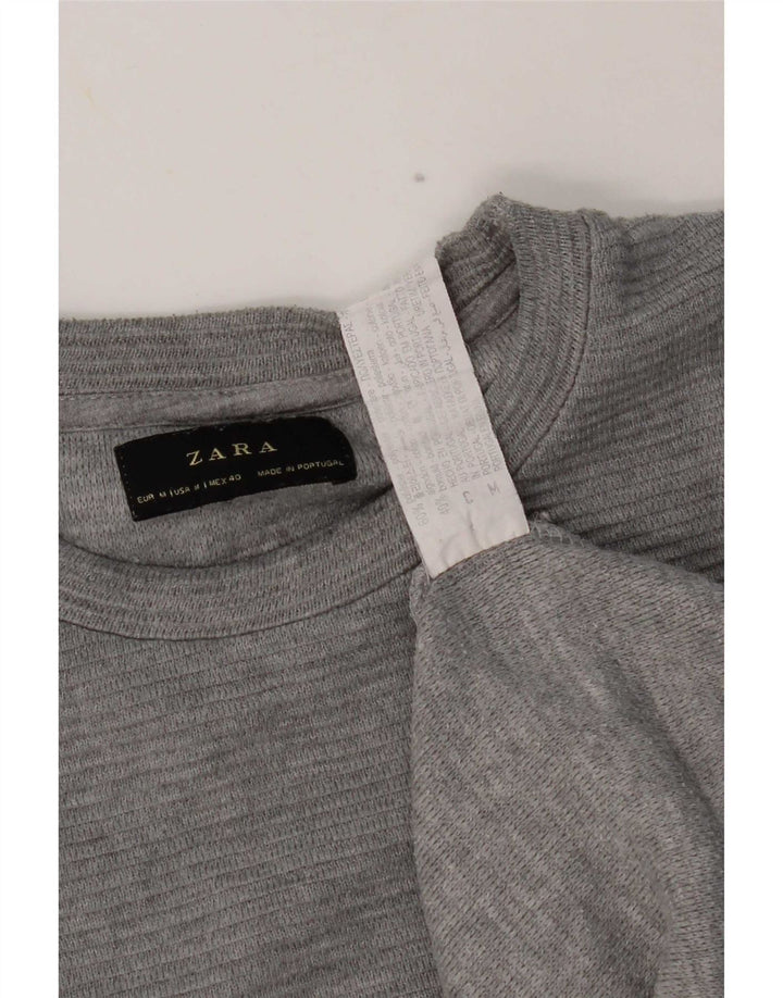 Top Zara da uomo a maniche lunghe in poliestere grigio medio