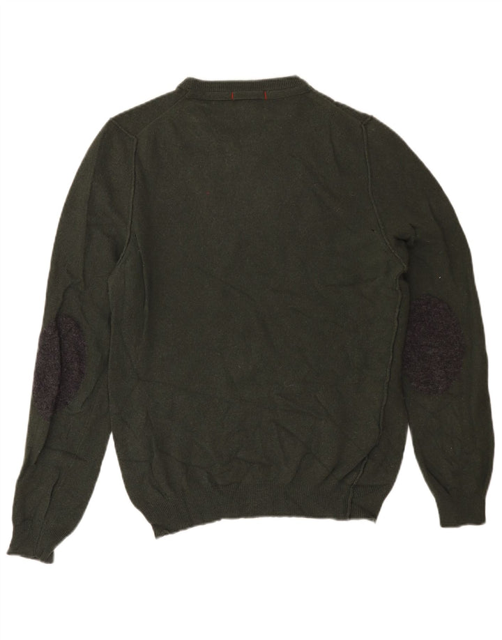 WOOLRICH Maglione girocollo da donna UK 14 Lana kaki media