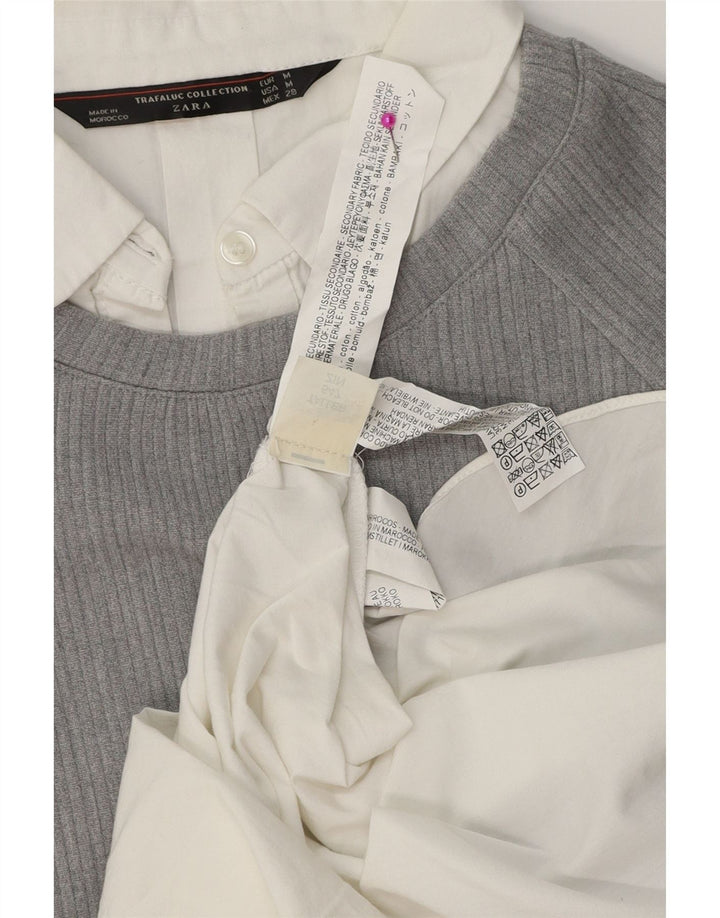 Abito a trapezio da donna Zara UK 14 Cotone color block grigio medio