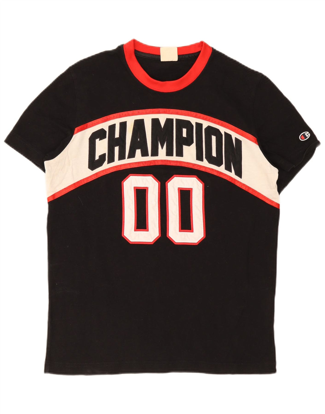 T-shirt grafica da uomo Champion Top in cotone color block medio nero