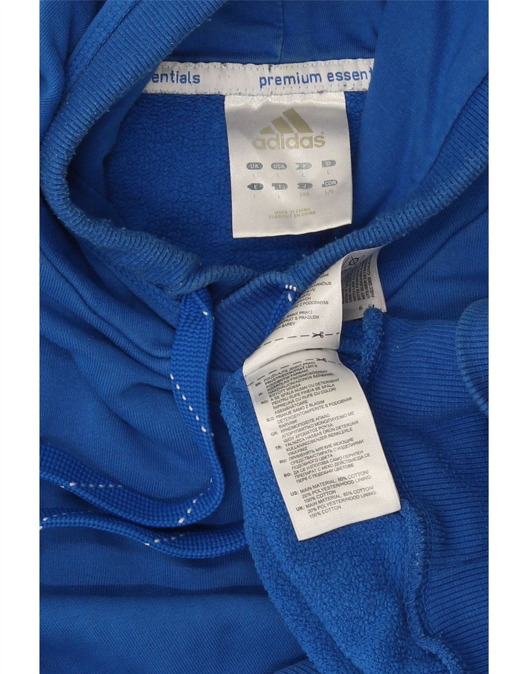 Felpa con cappuccio da uomo Adidas Large in cotone blu