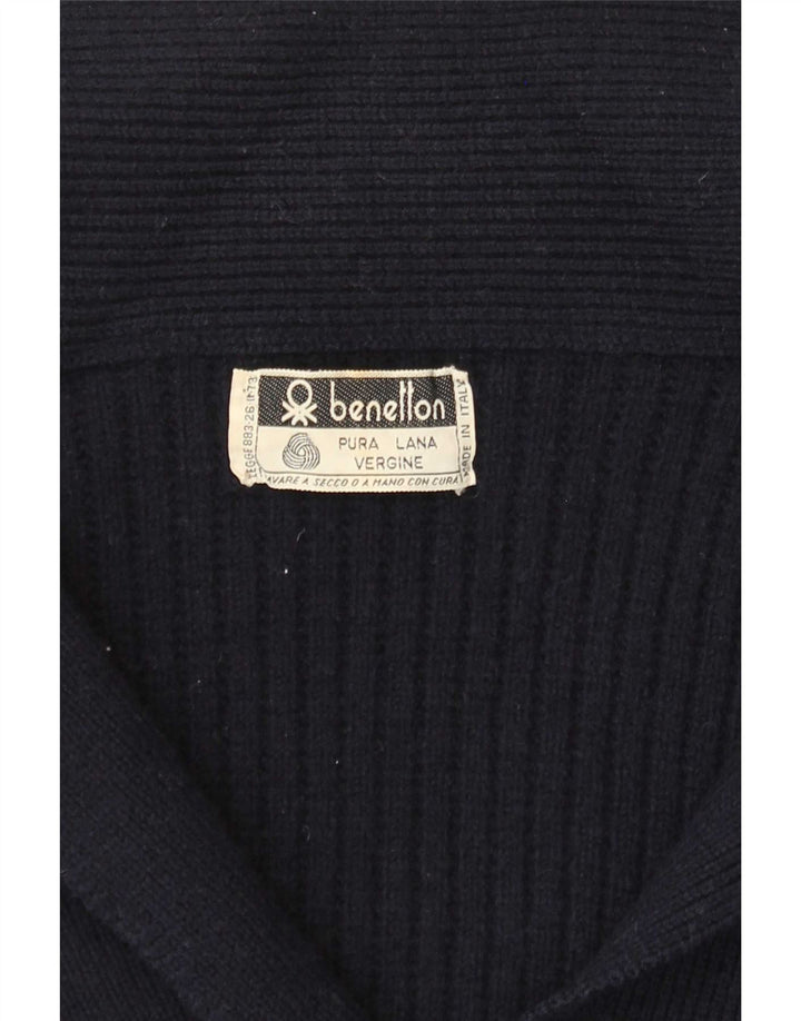 Maglione da uomo a collo alto Benetton XL in lana blu navy