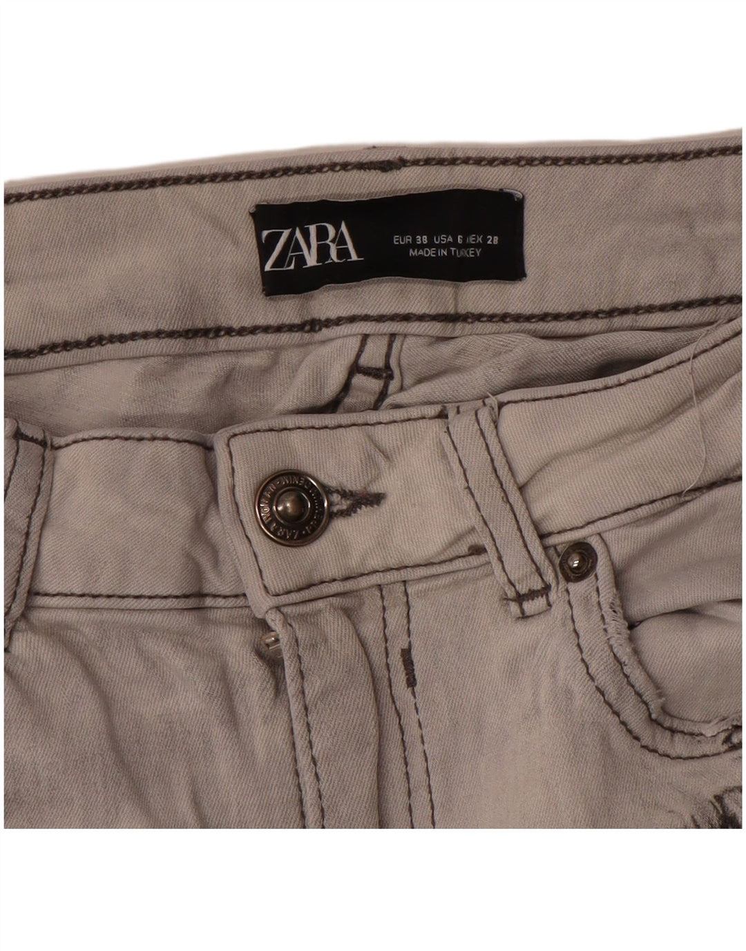 Jeans slim da donna Zara EU 38 Small W28 L27 Grigio Tie Dye