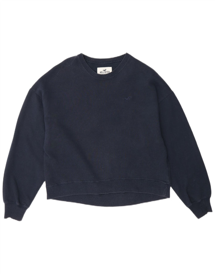 HOLLISTER Womens Sweatshirt Jumper UK 14 Medium Navy Blue Cotton