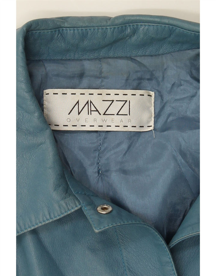 MAZZI Womens Leather Jacket IT 44 Medium Blue Leather Vintage Mazzi and Second-Hand Mazzi from Messina Hembry 