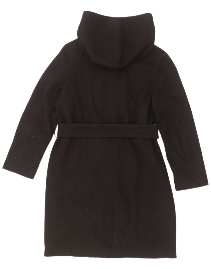 Cappotto doppiopetto con cappuccio da donna Zara UK 14 poliestere nero medio