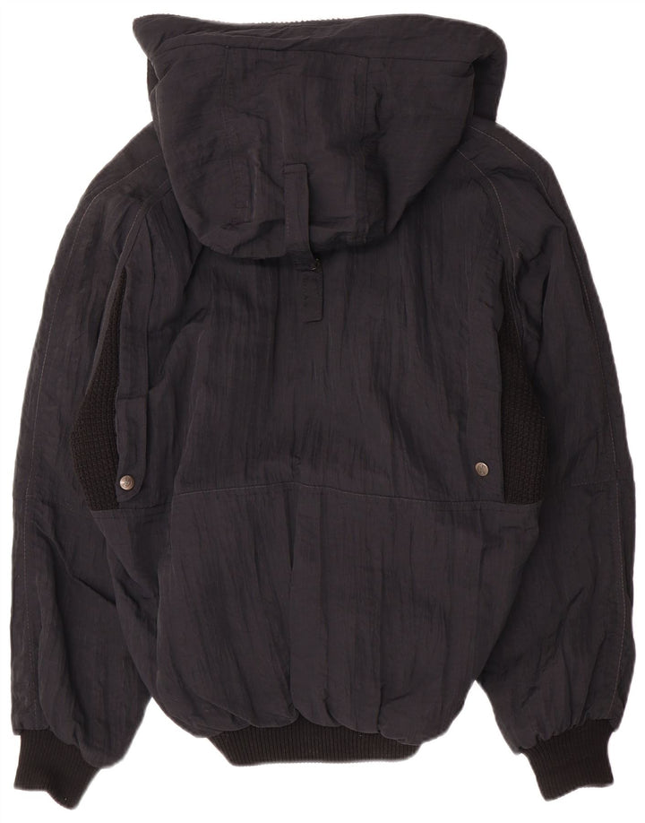 POP 84 Giubbotto bomber con cappuccio da uomo UK 40 Large Nero Colorblock Poliammide