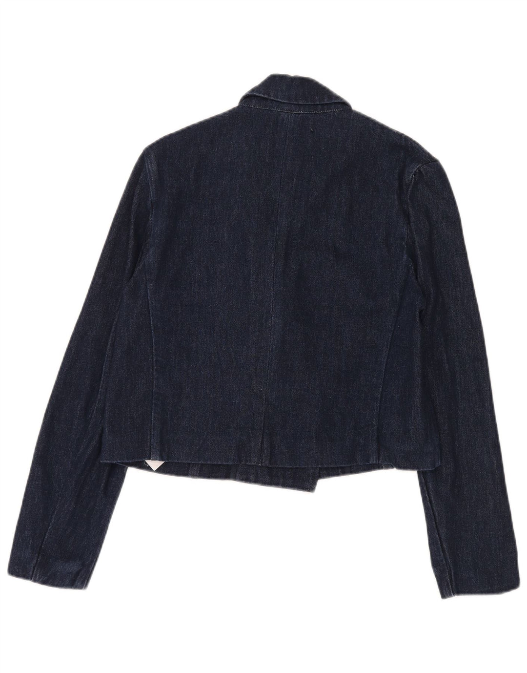 Giacca blazer in denim doppio petto corta da donna Zara UK 10 piccola blu navy