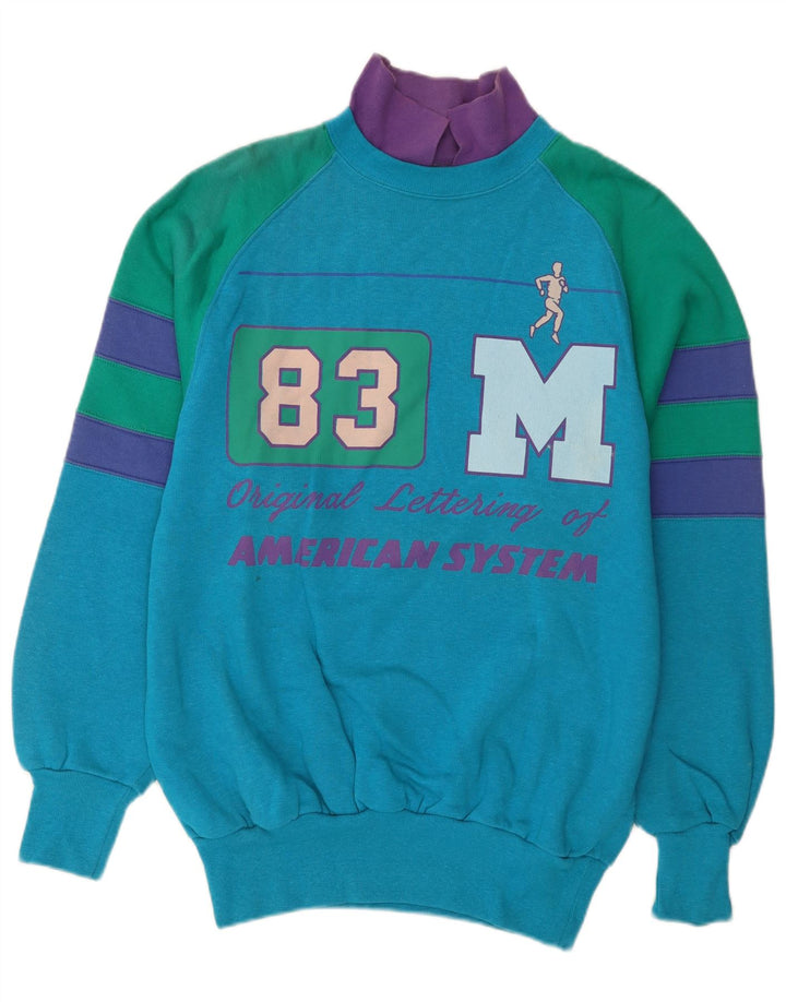 Felpa grafica da uomo American System Maglione XL Blu Colourblock