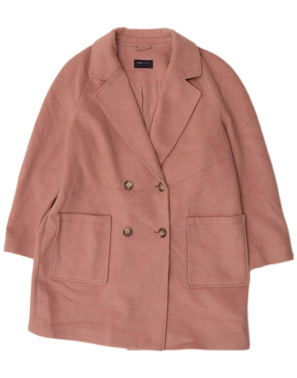 Cappotto doppiopetto da donna Marks & Spencer UK 18 XL poliestere rosa