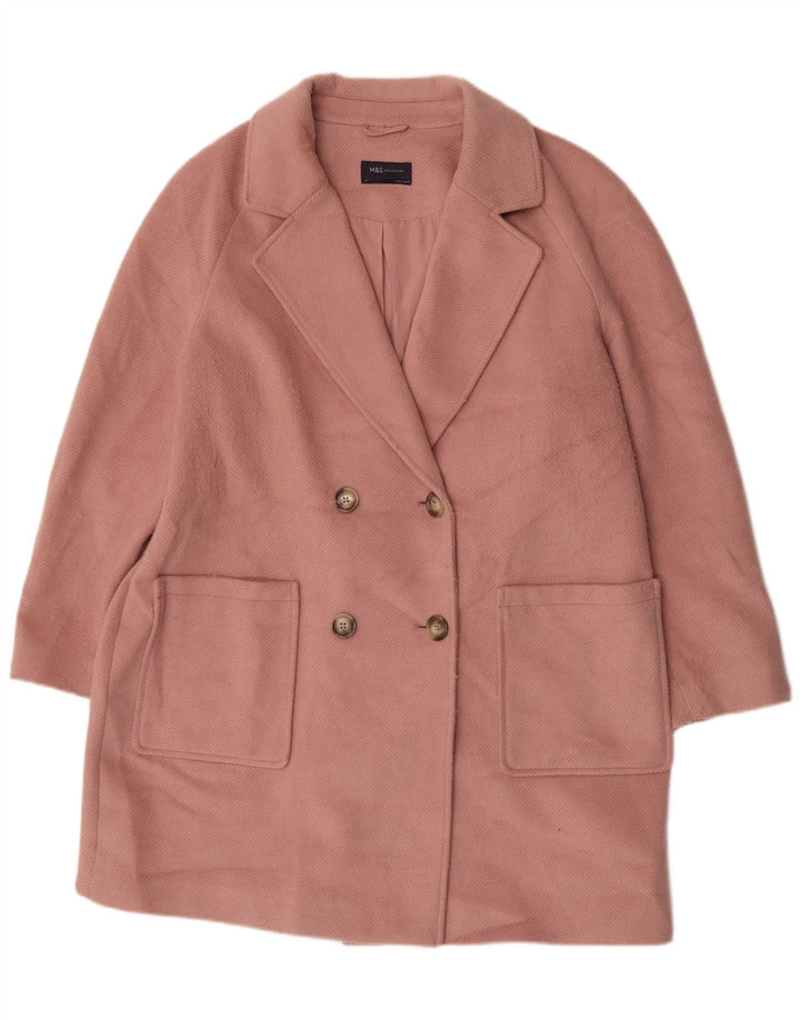 Cappotto doppiopetto da donna Marks & Spencer UK 18 XL poliestere rosa