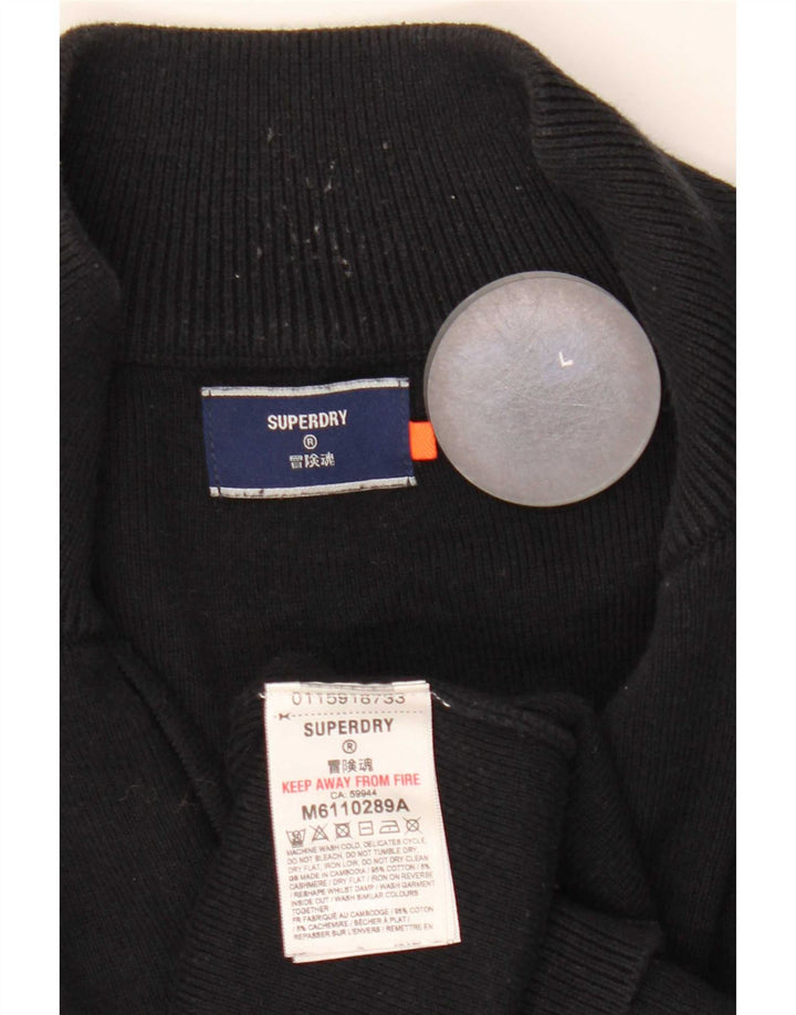 Maglione da uomo con collo con zip Superdry, grande cotone nero