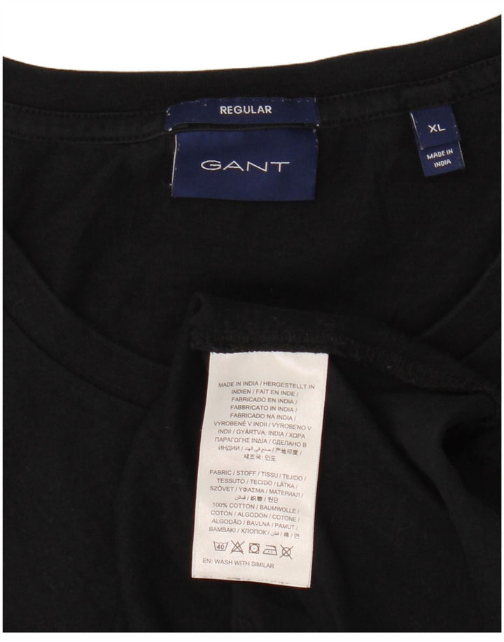 Gant Maglietta Regular da Uomo XL in Cotone Nero