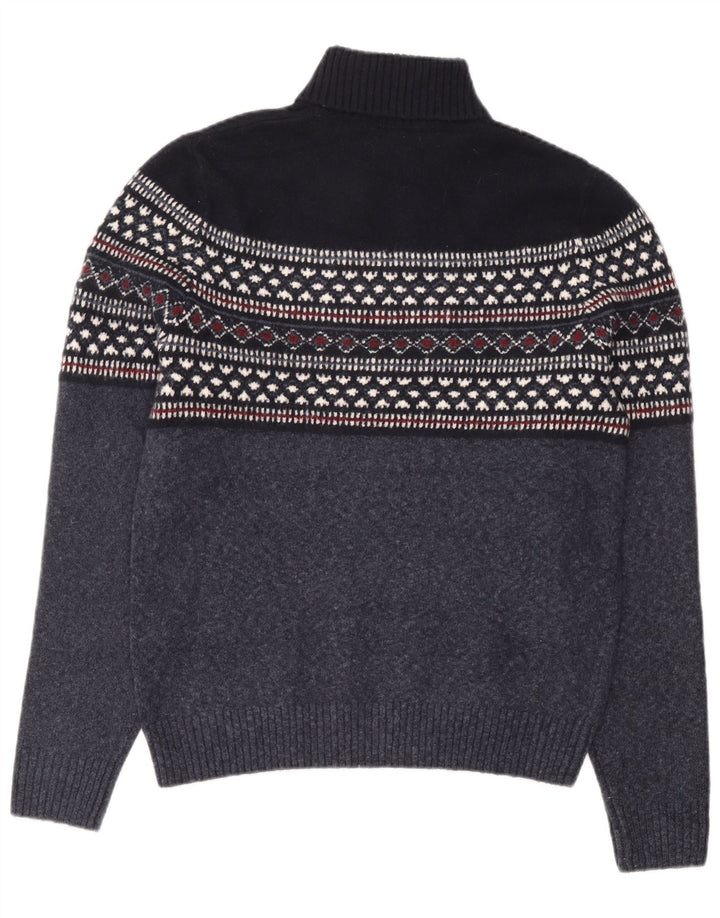 Maglione maglione a collo alto da uomo Marks & Spencer grande blu navy Fair Isle