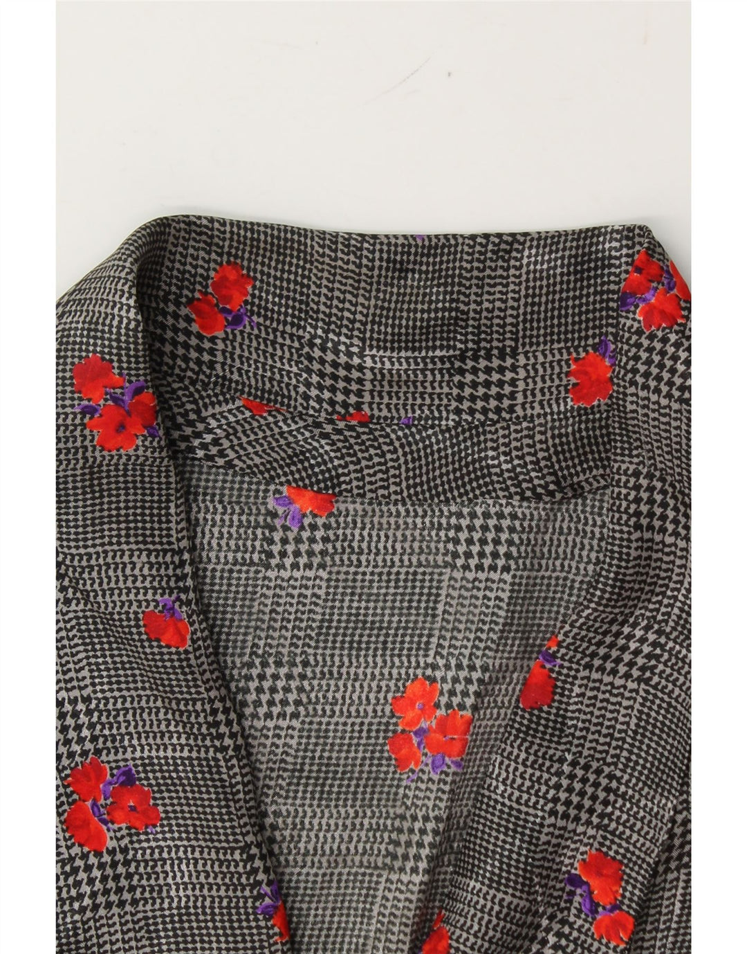 VINTAGE Womens 3/4 Sleeve Blazer Jacket UK 16 Large Grey Floral Vintage Vintage and Second-Hand Vintage from Messina Hembry 