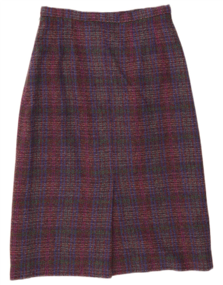 Gonna longuette da donna Pitlochry UK 14 media W30 lana a quadri multicolore