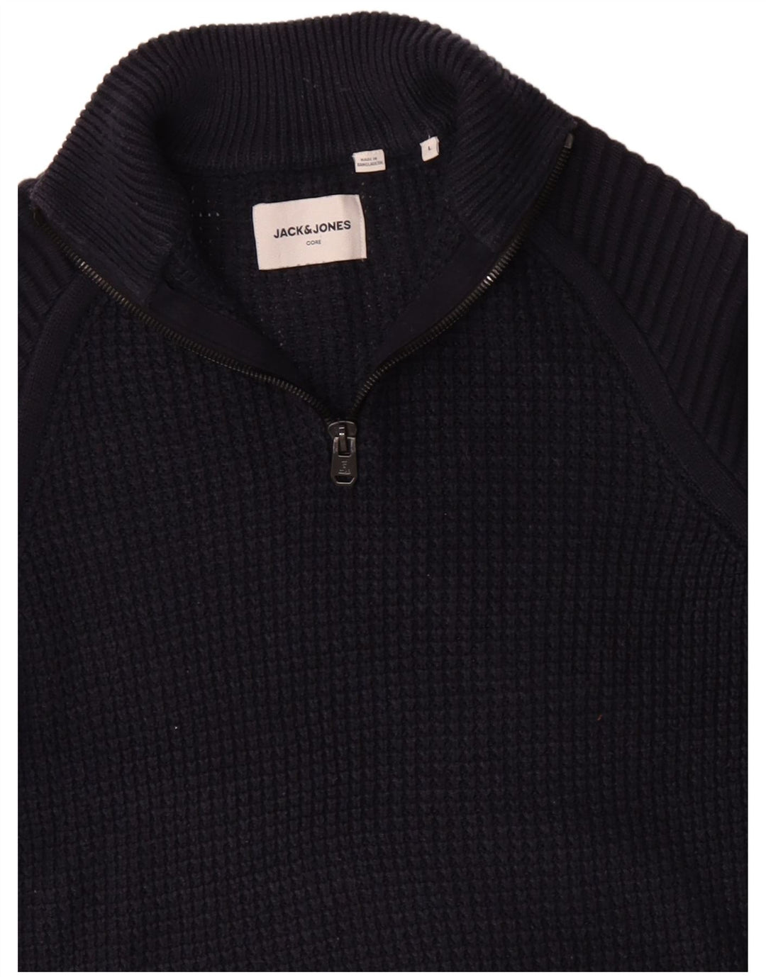 JACK & JONES Maglione da uomo con collo con zip grande in cotone blu navy