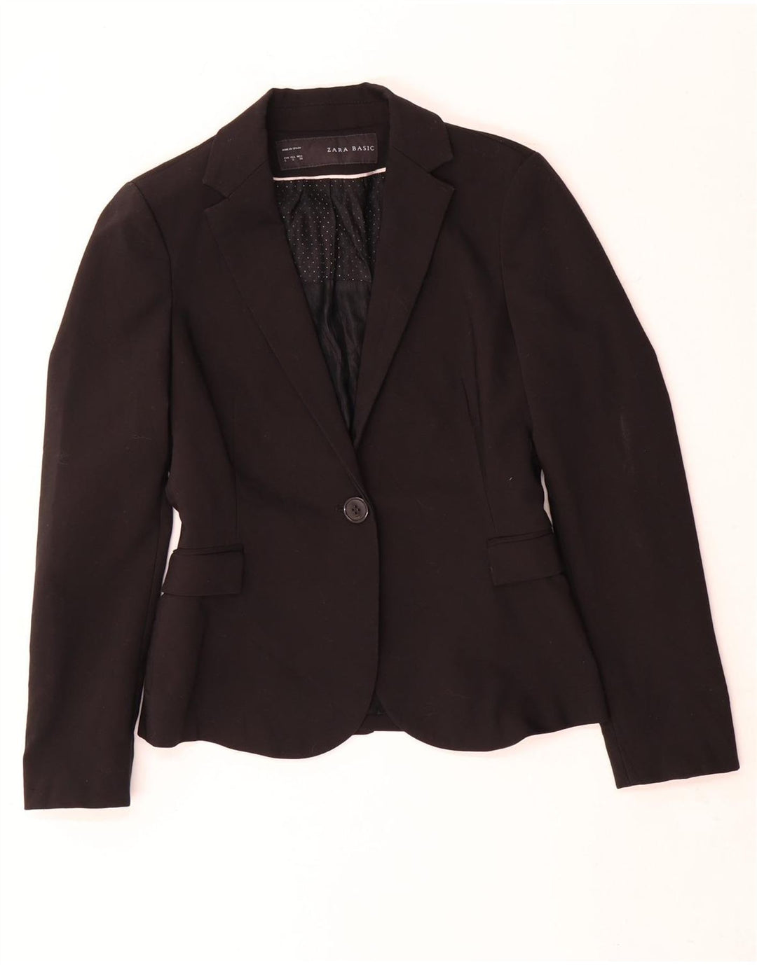 Giacca blazer a 1 bottone da donna Zara UK 10 piccola in poliestere nero