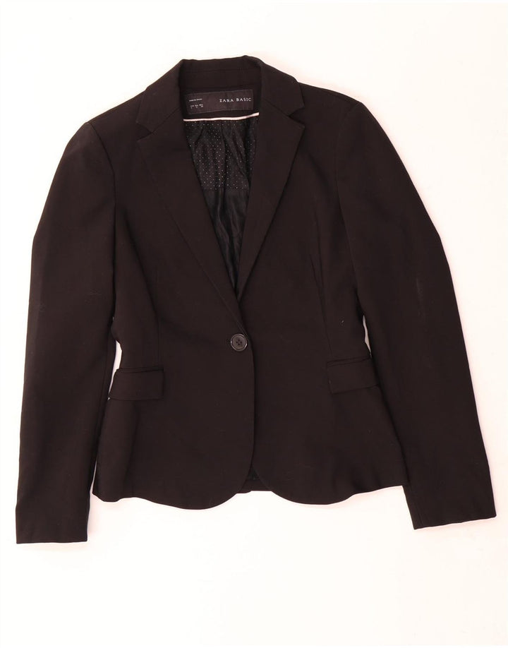 Giacca blazer a 1 bottone da donna Zara UK 10 piccola in poliestere nero