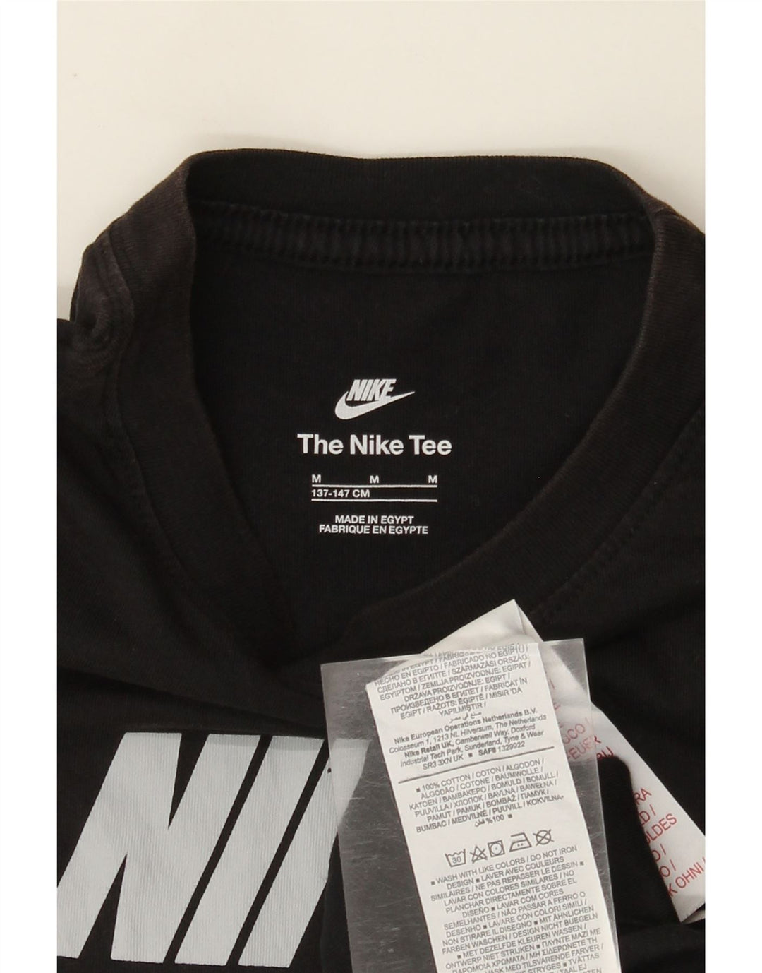 T-shirt grafica da ragazzo Nike Top 10-11 anni cotone nero medio