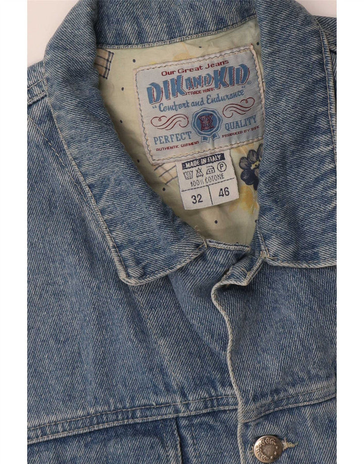 Gilet vintage da uomo in denim IT 46 piccolo in cotone blu
