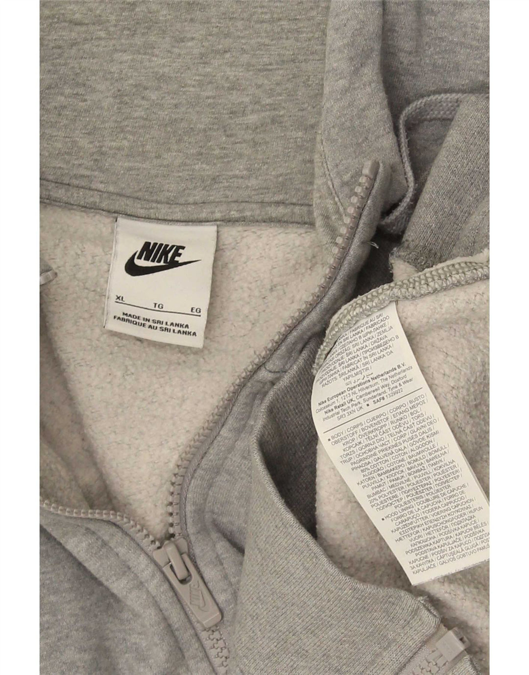 Felpa con cappuccio e zip Nike da uomo XL in cotone grigio