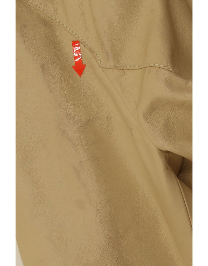 Giacca in pelle vintage da donna in pelle beige medio