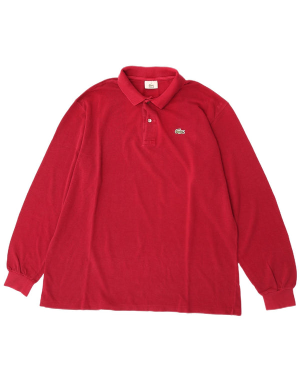 Polo da uomo a maniche lunghe Lacoste taglia 7 2XL cotone bordeaux