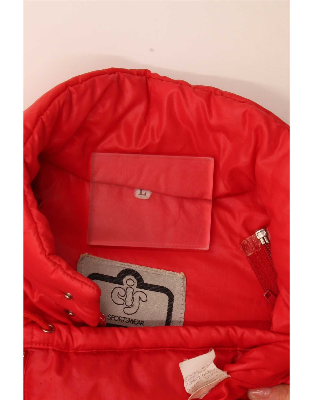 Giacca imbottita da uomo vintage UK 40 grande rossa in poliammide