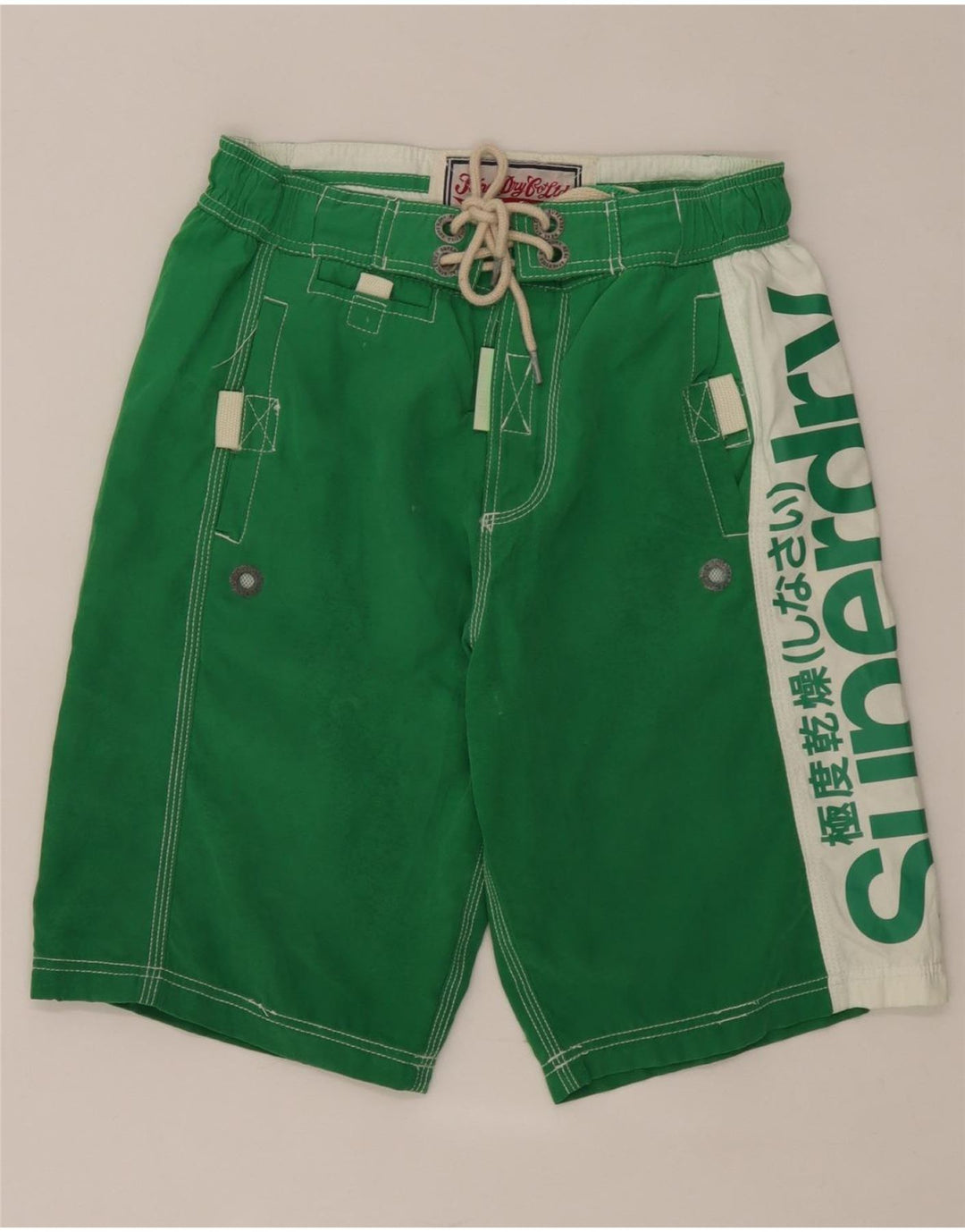 Pantaloncini da bagno grafici da uomo Superdry Small in poliestere color block verde