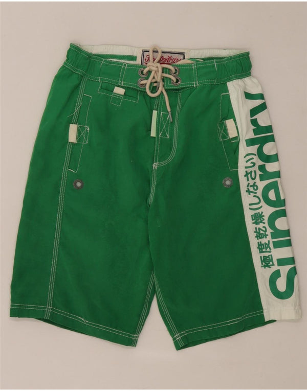 Pantaloncini da bagno grafici da uomo Superdry Small in poliestere color block verde