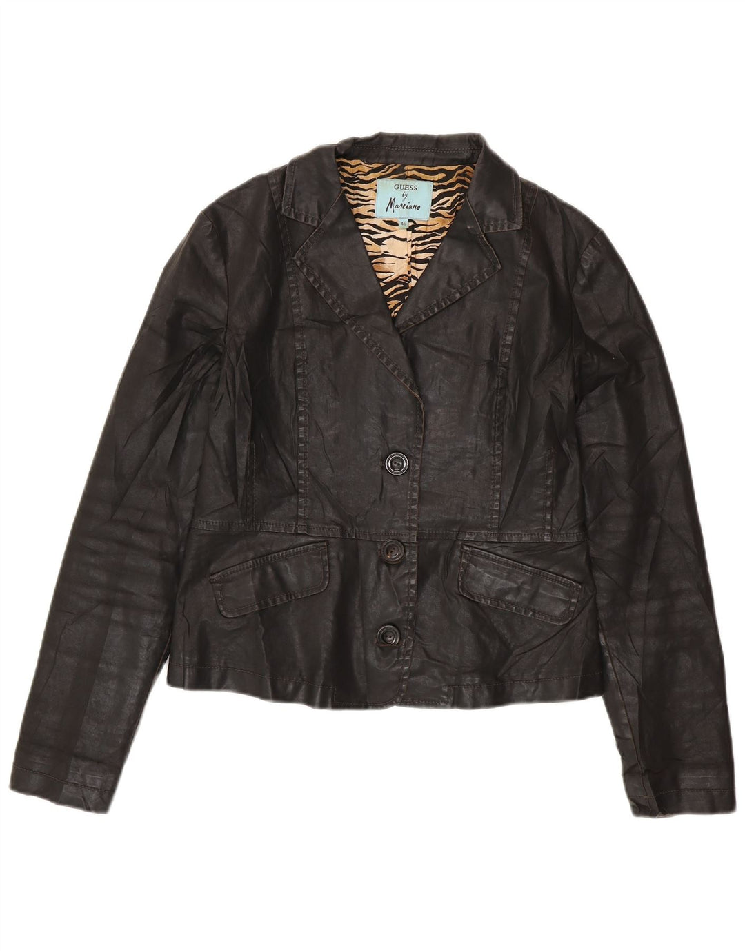 GUESS BY MARCIANO Giacca blazer corta da donna a 3 bottoni IT 46 Large Nera