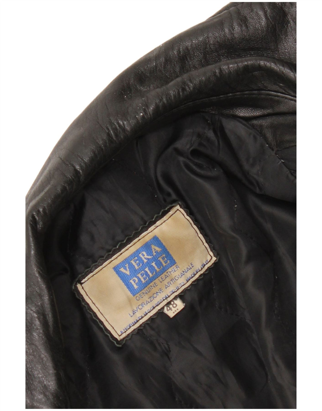 Lavorazione Artigianale Giacca in Pelle Uomo IT 48 Media Pelle Nera