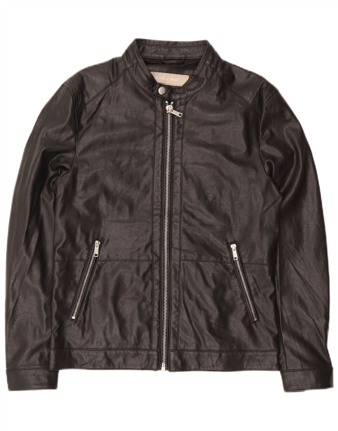 Giacca in pelle da uomo Zara UK 38 media nera