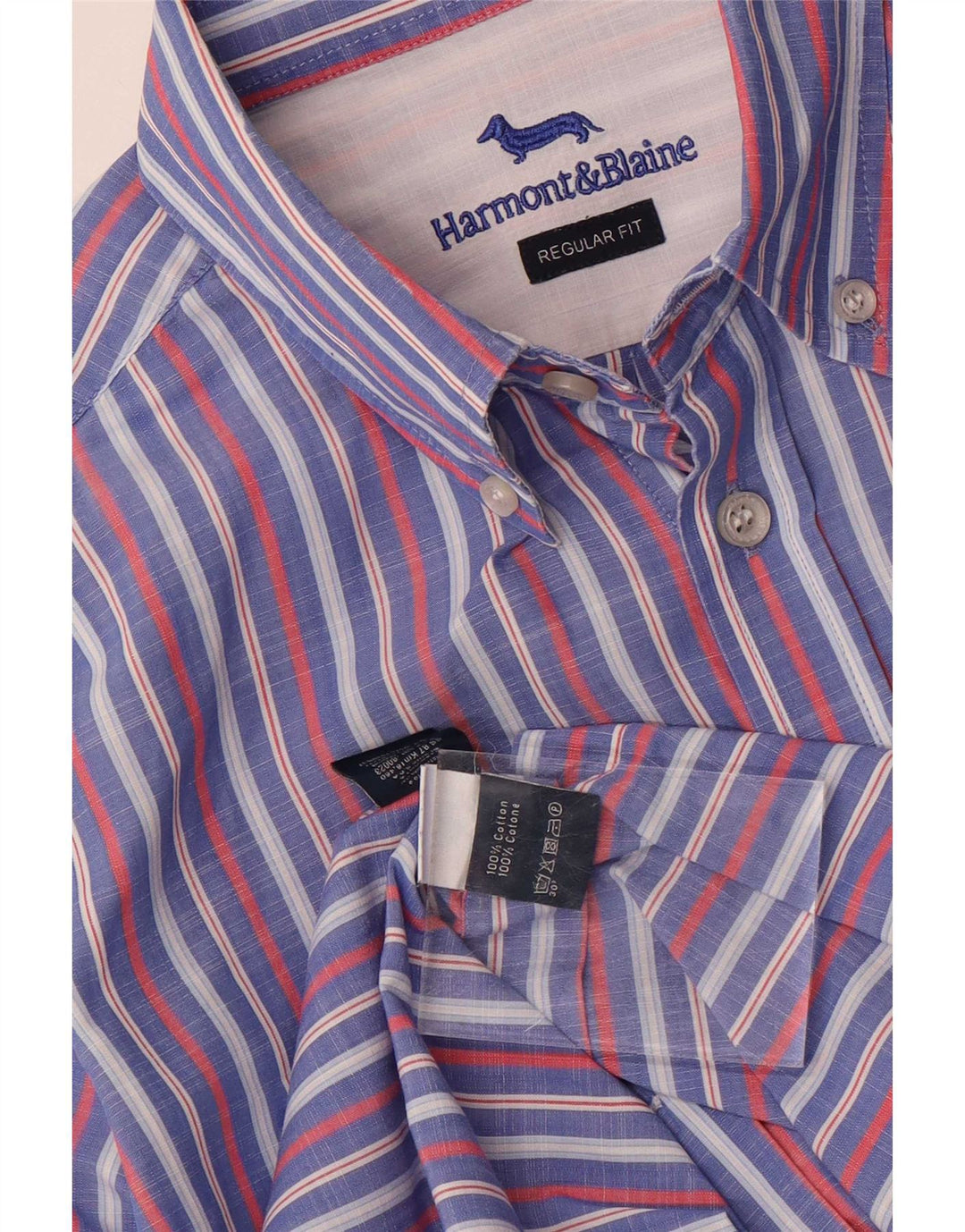 Harmont & Blaine Camicia da Uomo Regular Fit Cotone a Righe Blu Medio