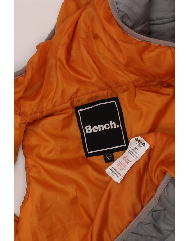 Gilet imbottito con cappuccio da bambino BENCH 2-3 anni in poliestere color block grigio