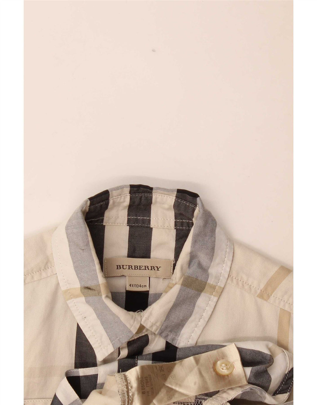 Camicia Burberry Ragazzi Manica Corta 3-4 Anni Scozzese Beige