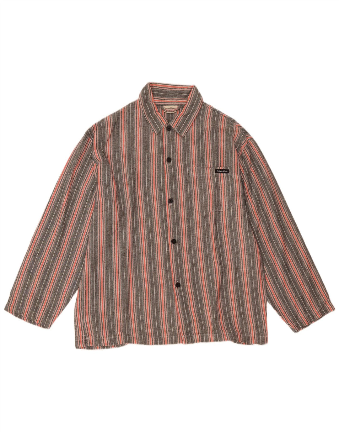 CALVIN KLEIN Camicia ampia da uomo piccola in cotone a righe grigie