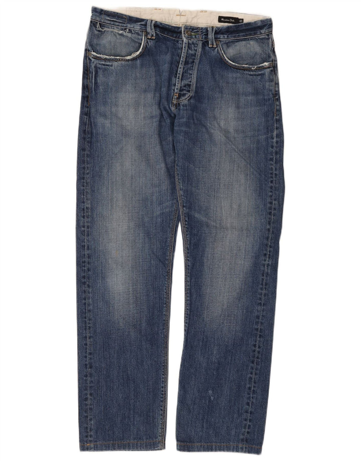 Jeans dritti da uomo Massimo Dutti EU 42 Large W32 L30 Cotone blu