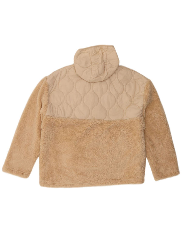 Animal Womens Hooded Oversized Fleece Jumper UK 16 Large Beige Polyester