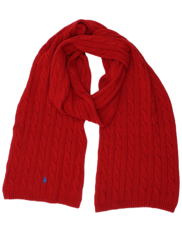 Sciarpa rettangolare lavorata a maglia da donna Ralph Lauren taglia unica in cotone rosso