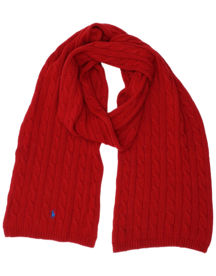 Sciarpa rettangolare lavorata a maglia da donna Ralph Lauren taglia unica in cotone rosso