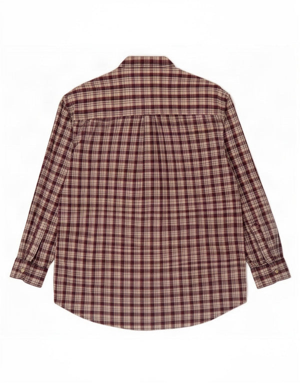 Camicia da uomo Chaps Ralph Lauren grande in cotone a quadri bordeaux