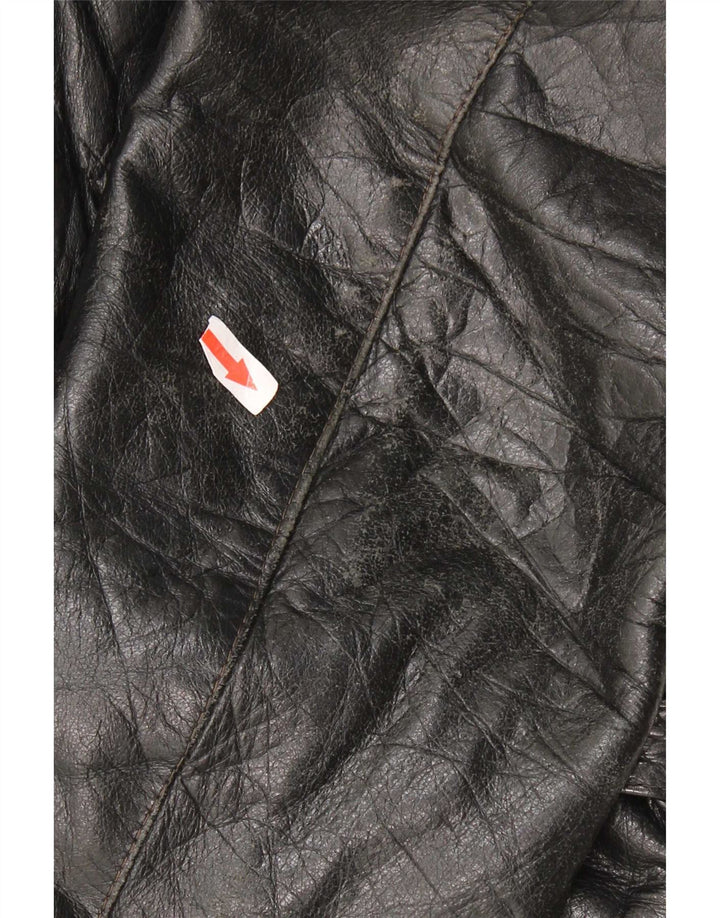 Giacca in pelle vintage da donna IT 48 XL Nera