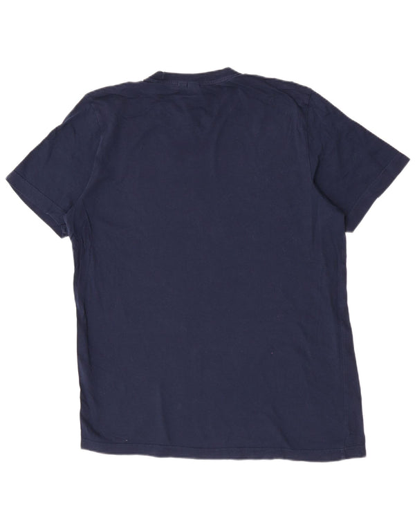 T-shirt grafica da uomo Adidas Top grande in cotone blu navy